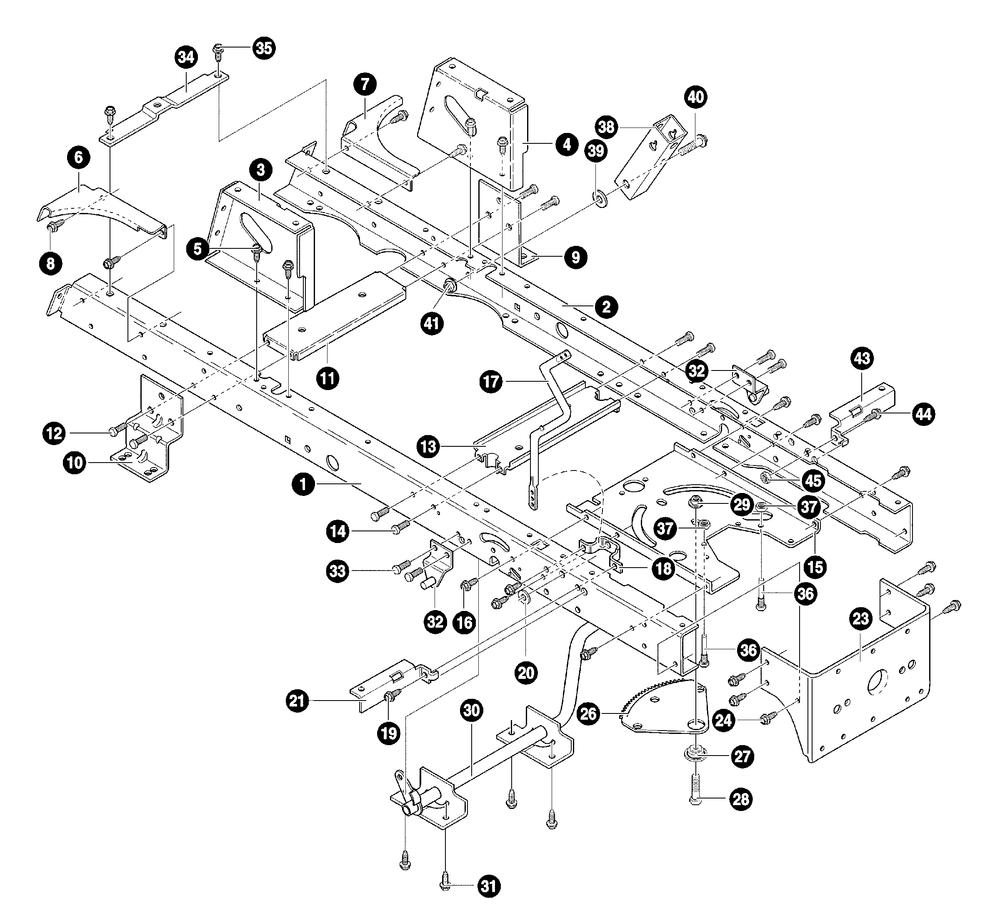 Frame Assembly Diagram and Parts List for 40379X68A 2001 Briggs and Stratton Lawn Tractor